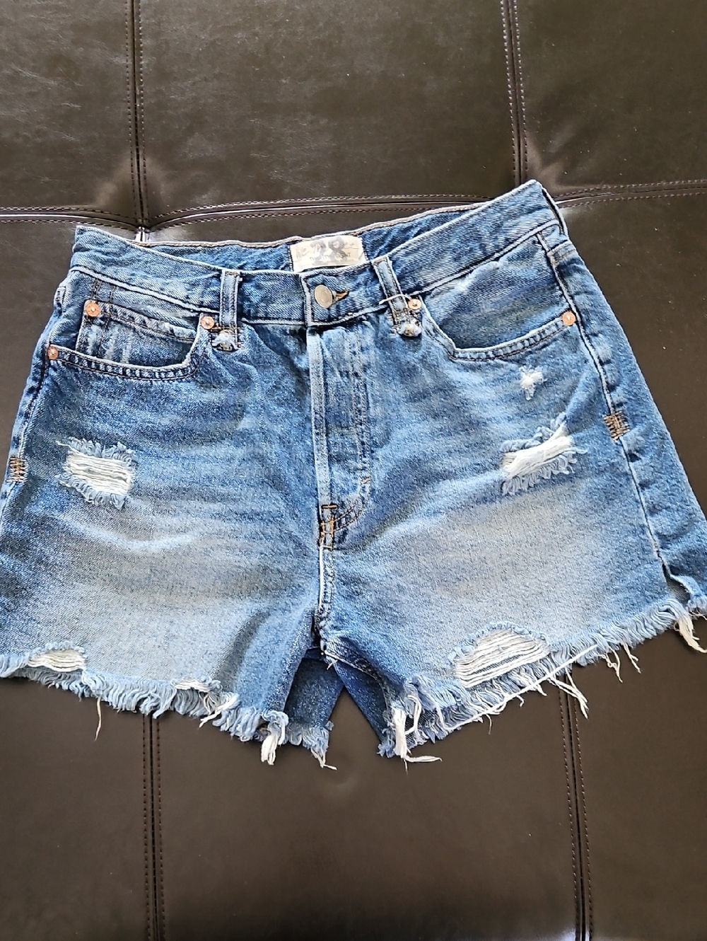 We The Free Size 28 Light Blue Distressed Denim Cutoff Shorts